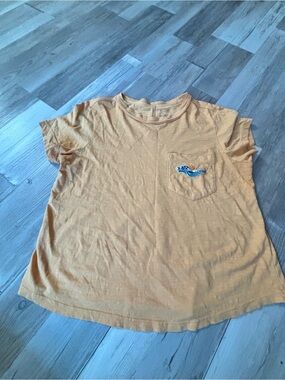 Pilcro Kids Short-Sleeve Tee in Peach with Embroidered Whale Pocket